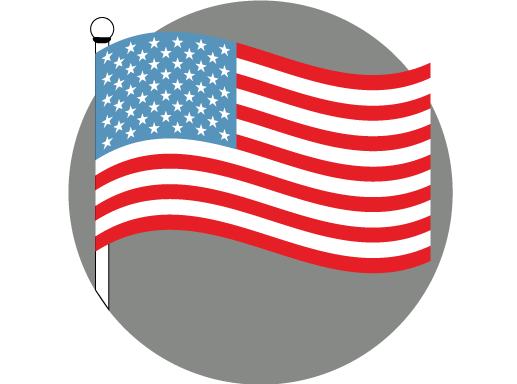 Eine im Wind wehende Flagge der USA.
