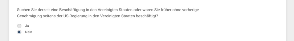 Sicherheitsfrage: Beschäftigungsvorhaben in den USA