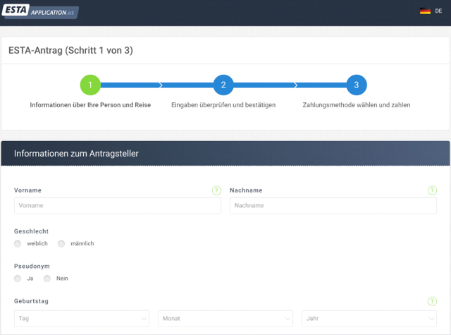 ESTA Antrag ausfüllen