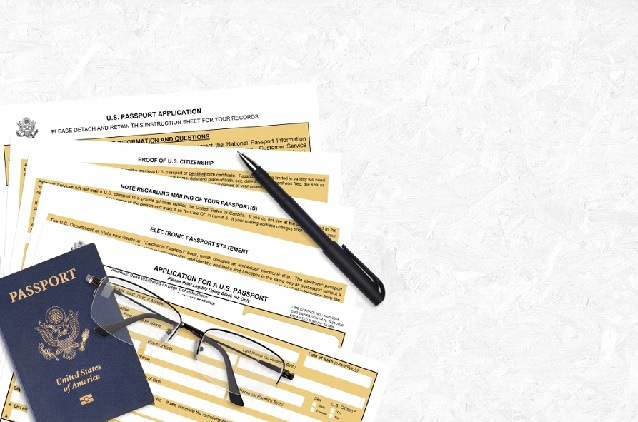 Formulare für den amerikanischen Pass und die Staatsbürgerschaft der Vereinigten Staaten