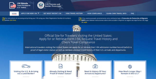 I-94 Formular Webseite