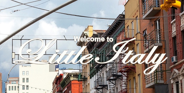 Willkommen bei Little Italy Schild in Lower Manhattan, New York