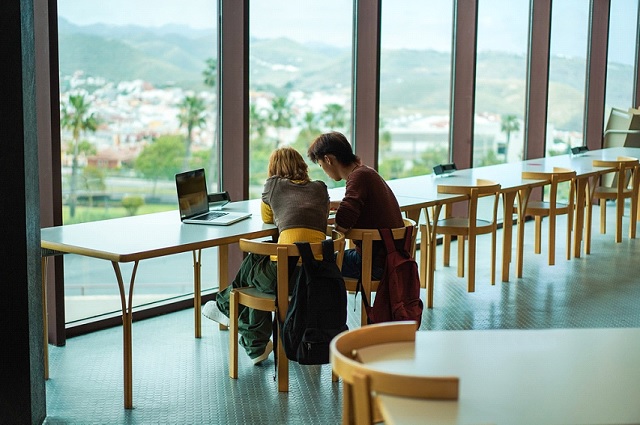Junge Studierende studieren in der Universitätsbibliothek